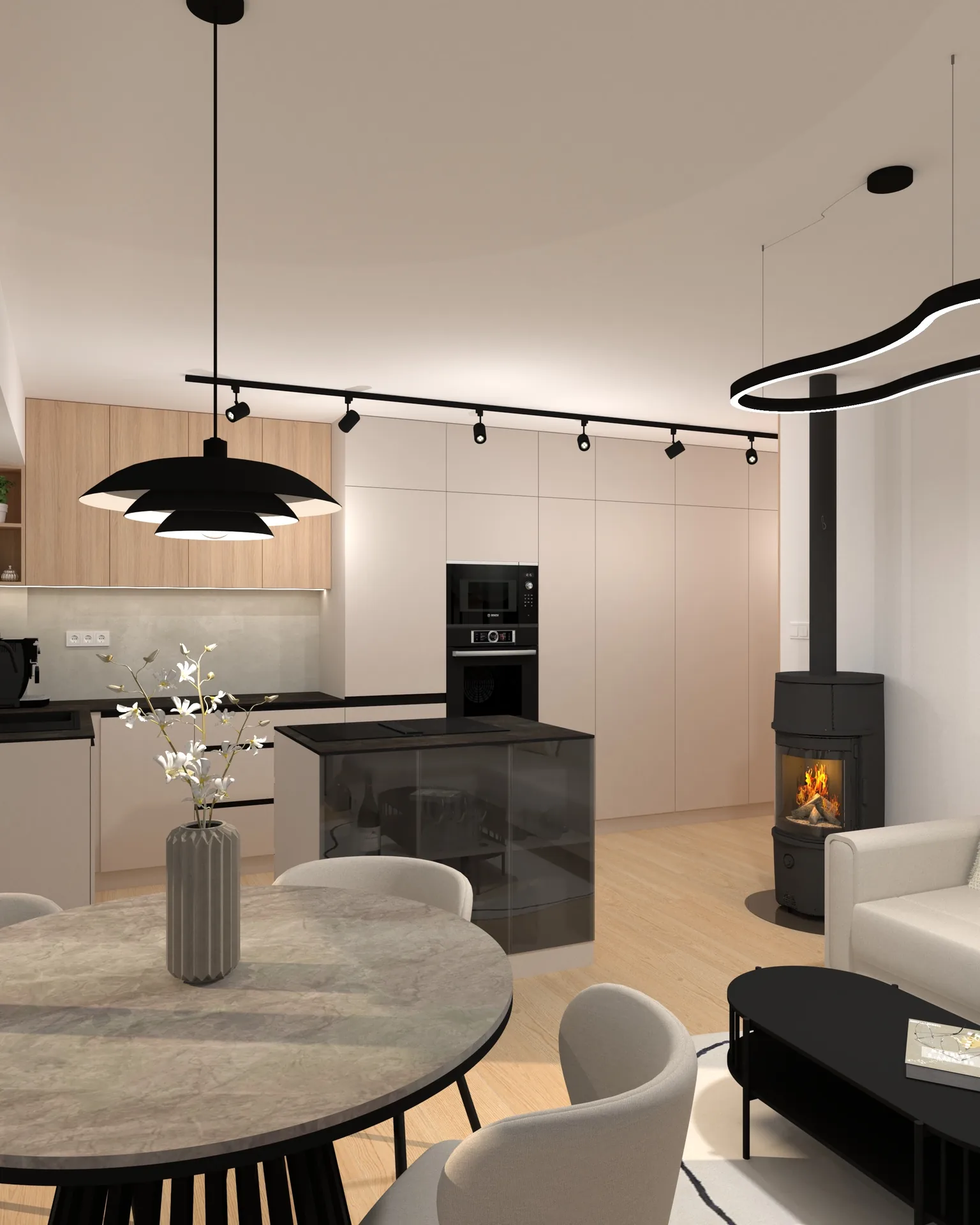 Moderný byt – Línie svetla – 3D vizualizácia 14