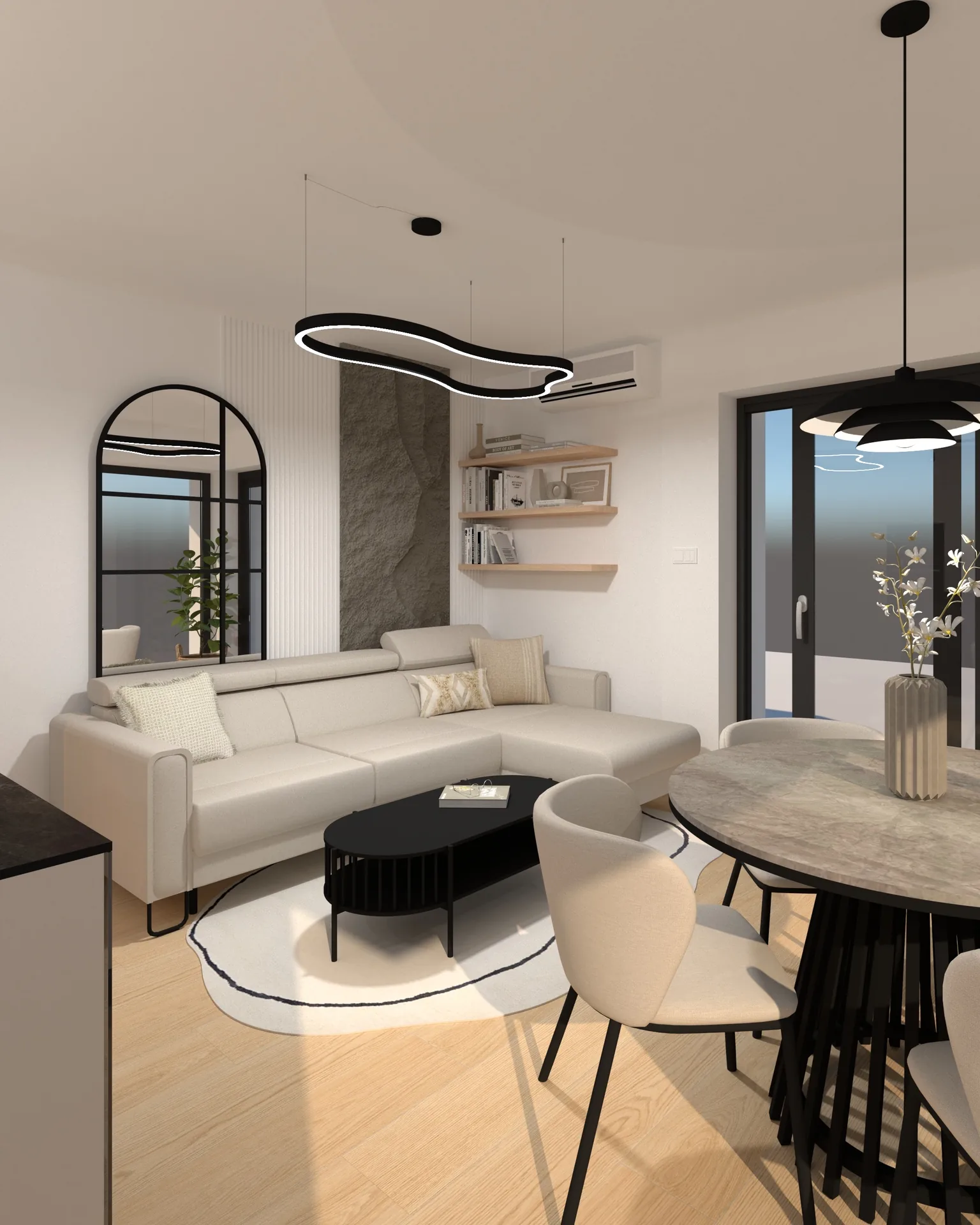 Moderný byt – Línie svetla – 3D vizualizácia 15