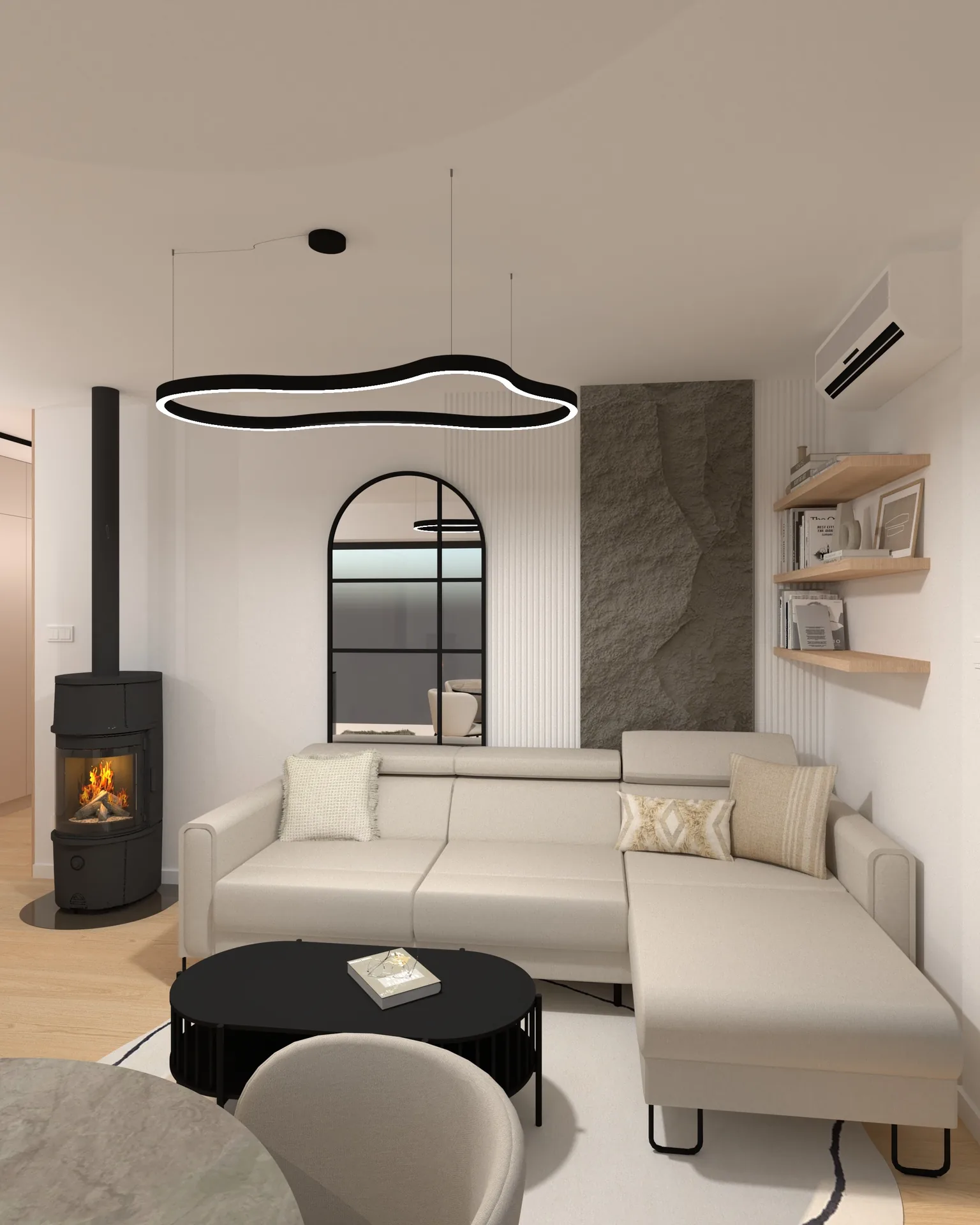 Moderný byt – Línie svetla – 3D vizualizácia 17